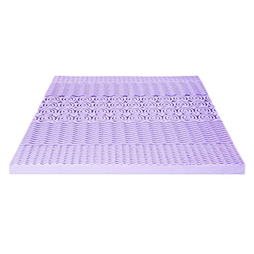 Mellow 3 Inch 5-Zone Memory Foam Mattress Topper, Soothing Lavender Infusion, Dorm Essentials, Twin Mellow