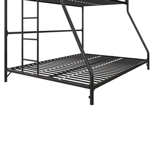 DHP Daven Quick-Assembly Twin-Over-Full Metal Bunk Bed with Ladder and Guardrails, Black - WoodArtSupply