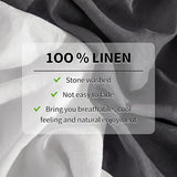 LBRO2M 100% Linen Sheet Set King Size, Bed Sheets 4 Piece Sets, Solid Color Natural Flax Bed Sheets Soft Breathable Bedding, 16" Deep Pocket, All Season (King, White) LBRO2M