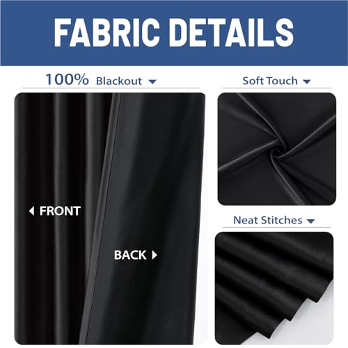 MIULEE 100% Blackout Room Divider Curtains, Extra Wide Ceiling Halloween Panel Sound Proof Thermal Privacy Drapes for Living Room Bedroom Sliding Door, Ceiling Track, W100 x L84 Inch, Black, 1 Panel MIULEE