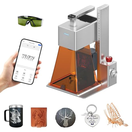 Raymoto 10W Laser Engraver Machine, Portable and Handheld Laser Engraving Machine, 0.08mm Precision & 2000mm/s Lightning Speed Ultra HD Laser Engraver Machines for Wood, Leather, Acylic ect., 10000mW Raymoto