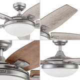 Honeywell Ceiling Fans Carmel Modern 48 Inch Ceiling Fan with Light, Remote Control Fan, LED Indoor Fan with 5 Blades, Gray Oak and Brown Chestnut Blade Finish Options, Silver (51627-01) Honeywell
