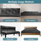 SANXUO Futon Mattres Full Size 6",Flannel Floor Foldable for Adults,Floor Futon Mattress,High Density Shredded Foam Filling Mattress for Bedroom,Living (Frame Not Included), 54 x 80, (Black) SANXUO