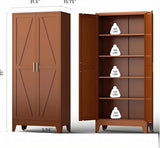 Brown Metal Storage Cabinet,71" Tall Farmhouse Storage Cabinets with 2 Morden Rhombus Doors and 4 Adjustable Shelves, Rustic Freestanding Cupboard for Kitchen,Home Office Living Room,Dining Room XIOMIOHTRQ