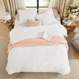 WRENSONGE Queen Comforter Set - 3 Pieces Prewashed White Comforter Soft Lightweight Bedding for All Seasons, Fluffy Down Alternative Comforter Queen Size with 2 Pillow Shams WRENSONGE