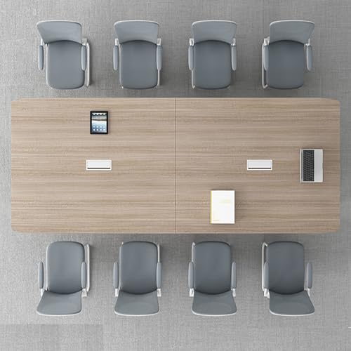 HOLGVE Conference Table, 9FT Seminar Desk, Office Meeting Table for 10, White Metal Frame, Large Rectangle Training Table HOLGVE