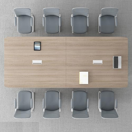 HOLGVE Conference Table, 9FT Seminar Desk, Office Meeting Table for 10, White Metal Frame, Large Rectangle Training Table HOLGVE