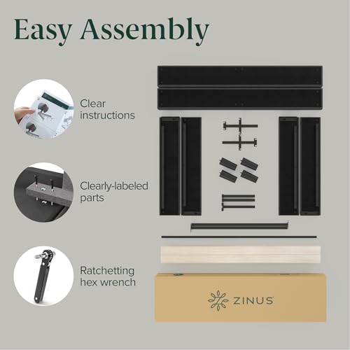 Zinus Curtis Upholstered Platform Bed Frame, Mattress Foundation, Wood Slat Support, No Box Spring Needed, Eco Friendly WonderBox (TM) Packaging, Dark Grey, Queen Zinus