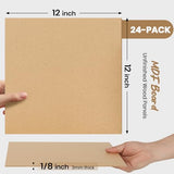 CALPALMY 24-Pack MDF Board 1/8 Inch Thick 12" x 12" Unfinished Wood Panels, 3mm Thick Medium Density Fiberboard Wood Boards for Crafts, Painting, Carpentry, Engraving, Interior Design, and More CALPALMY