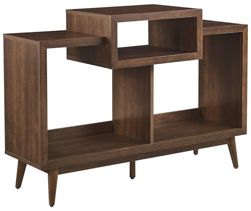 Crosley Furniture Nashville Mid Century Modern Console Record Player Stand, Stores Up to 220 Vinyl Records, Medium, Brown Crosley Furniture