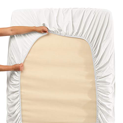 Hearth & Harbor Extra Deep Pocket Queen Sheets Sets - Fits Mattress 18-24 Inches Deep - Extra Deep Pocket Sheets - 6 Piece Queen Size - White