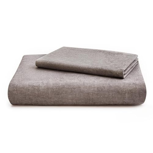 100% Cotton Duvet Cover Set Twin Size, Mauve Brown Linen-Like Natural Bedding Set with Zipper Closure (No Comforter), Twin Size, Duvet Cover (68"x90") x 1, Pillowsham(20"x26") x 1 LOVQUE