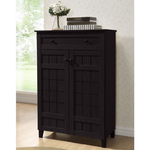 Baxton Studio Glidden 1- Drawer Shoe Storage Cabinet, Dark Brown (91-4518-HiT) - WoodArtSupply