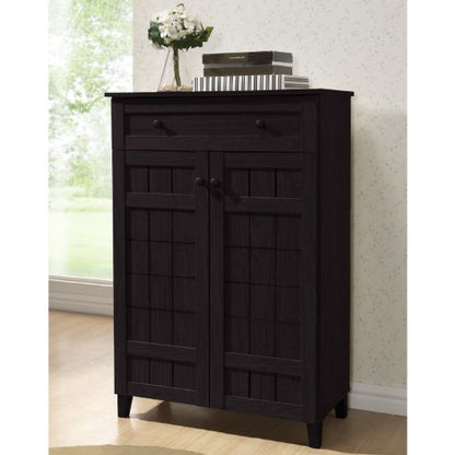 Baxton Studio Glidden 1- Drawer Shoe Storage Cabinet, Dark Brown (91-4518-HiT) - WoodArtSupply