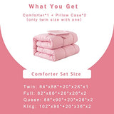 DOWNCOOL Full Size Comforter Sets -All Season Bedding Comforters Sets with 2 Pillow Cases -3 Pieces Bed Set Down Alternative Comforter Set -Pink Bedding Sets Full(82"x86") DOWNCOOL