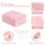 Givjoy Foldable Floor Mattress for Kids, Glow in The Dark Pink Moon Toddler Washable Tri Folding Floor Mat for Nap Daycare, Child Trifold Futon Sofa Bed with Storage Bag for Playroom Girls and Boys Givjoy
