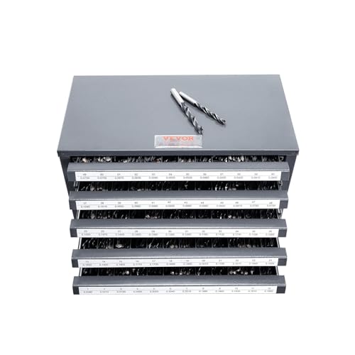 VEVOR Drill Bit Dispenser Cabinet, Five-Drawer Drill Bit Dispenser, 60-Compartment Drill Bit Organizer Cabinet, Drill Dispenser Organizer Cabinet Holder for Jobber Length Wire Gauge Sizes 1 to 60 VEVOR