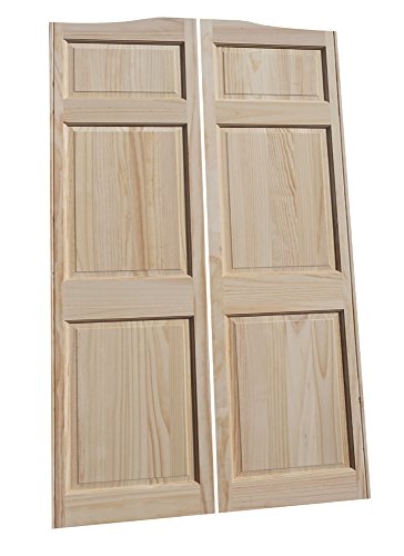 Cafe Doors by Cafe Doors Emporium | Full Height Pine Raised 6 Panel Cafe Door | Parlor Butler Door | Premade for 30" W Finished Opening | 76" Tall | Saloon Swinging Solid Wood Cafe Door | with Hinges Cafe Doors Emporium