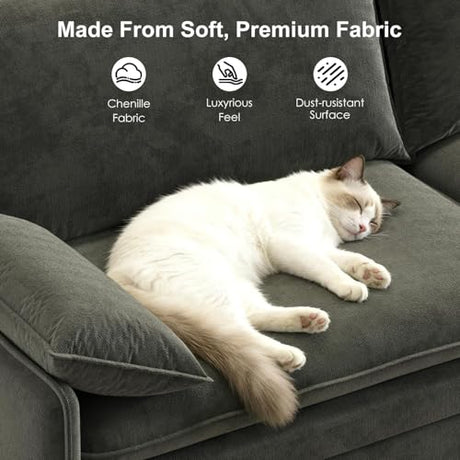 81" 3-in-1 Convertible Sofa Bed, Pull Out Couch with Deep Seat & Storage, Chenille Loveseat Cloud Couch with USB Port & Pillow, Futon Sofa Bed Couches for Living Room/Apartment/Bedroom, Dark Grey TaiEnjoy