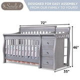 Sorelle Furniture Princeton Elite Crib and Changer Classic -in- Convertible Diaper Changing Table Made of Pine Wood Non-Toxic Wooden Baby Bed Toddler Childs Daybed Full-Size Nursery - Weathered Grey