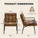 Modern Leather Accent Chair, Mid-Century Reading Chairs for Adults Comfy Lounge Armchair with Thick Cushion Metal Frame, 300lbs Capacity, Living Room/Waiting Room/Bedroom/Office, Brown Furnicomfy