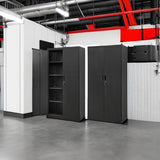 BESFUR Metal Storage Cabinet, 72" H x 36" W x 18" D Garage Storage Cabinet, Adjustable Shelves and Locking Doors for Office, School, Garage - Black BESFUR