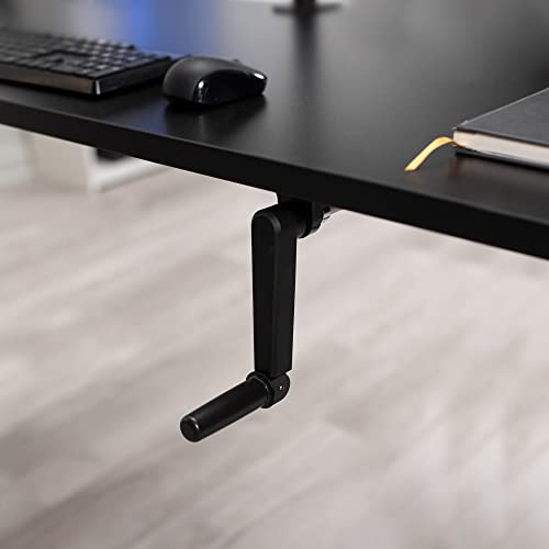 VIVO Manual Height Adjustable 60 x 24 inch Stand Up Desk, Light Wood Solid One-Piece Table Top, Black Frame, Standing Workstation with Foldable Handle, DESK-KIT-MB6C VIVO