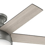 Hunter 59270 Anslee Indoor Low Profile Ceiling Fan with LED Light and Pull Chain Control, 46", Matte Silver Finish Hunter