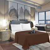 Mocassi Queen Flat Sheet - Hotel Luxury 1800 Premier Cooling Bedding Sheet - Softest Sheets - Wrinkle, Fade, Stain Resistant - 1 Single Top Flat Sheet, Queen, Brown Mocassi