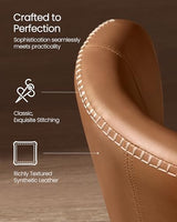 VASAGLE EKHO Collection - Dining Chairs Set of 2, Upholstered Kitchen Chairs, Comfortable Seat, Synthetic Leather with Stitching, Mid-Century Modern, Easy Assembly, Living Room Lounge, Caramel Brown VASAGLE
