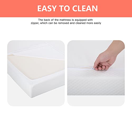 FDW | 5 Inch Twin Mattress | Medium Firm | Gel Memory Foam Mattress | White | Bed in a Box, CertiPUR-US Certified | Pressure Relief, Cooling Ventilated Foam | Washable Removable Cover FDW