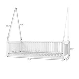 Porch Daybed Swing Outdoor Wooden Swing Bench, Patio Hanging Swing Chair Swinging Bed for Garden, Backyard, Deck, White NCKMYB