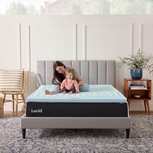 LUCID 2 Inch Gel Memory Foam Mattress Topper, Full size – 5 Zones – Cooling Gel Infusion – CertiPur Certified Foam LUCID
