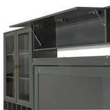 CITYLIGHT Queen Size Murphy Bed with Wine Rack, Storage Cabinet and Shelves, Wooden Wall Bed Frame with Sofa, USB Ports and LED Lights (Gray) CITYLIGHT