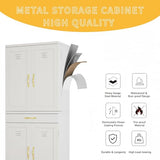 DWVO Metal Storage Cabinet, 71" Kitchen Pantry Cabinet with 4 Door & 4 Adjustable Shelves & Drawer & Door Rack, 6-Tier Tall White Steel Cabinets for Kitchen, Living Room, Dining Room DWVO