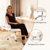 JPBSTO Cute Home Office Chair Velvet Upholstered Desk Chairs with Mid Back Swivel Adjustable Makeup Vanity Computer Chair with Wheels JPBSTO