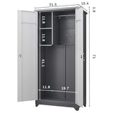 IRONFFICE Outdoor Storage Cabinet,Waterproof Outdoor Cabinet with Lockable Doors,Metal Garden Cabinet Storage Outdoor with with Sloping Roof for Garden,Patio,Lawn,Gray-Black IRONFFICE