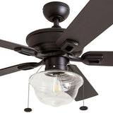 Prominence Home Abner Modern Farmhouse 52 Inch Ceiling Fan with Light, Outdoor Fan/Indoor Tri-Mount LED Ceiling Fan with 5 Blades, Silver Oak and Maple Brown Blade Finish Options, Bronze (80091-01) Prominence Home