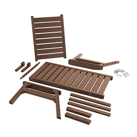 ACUEL Chaise Lounge, Poly Lumber, Outdoor Lounge Chair with Adjustable Backrest, Sturdy Weather Resistant Waterproof Fade Proof, for Poolside Patio Garden(Brown) ACUEL