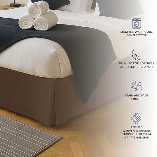 Utopia Bedding Full Bed Skirt - Soft Quadruple Pleated Ruffle - Easy Fit with 16 Inch Tailored Drop - Hotel Quality, Shrinkage and Fade Resistant (Full, Brown) Utopia Bedding