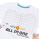 HTVRONT Tshirt Ruler Guide for Vinyl Alignment - Transparent PVC Tshirt Measurement Tool for Heat Press in HTV Vinyl, All-in-ONE T Shirt Ruler to Center Design and Craft Sewing HTVRONT