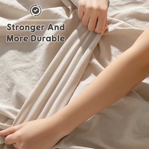 Shilucheng 100% French Linen Sheets - Queen Size Bed Sheets, Breathable & Cooling Pure Linen Sheets,Soft Durable and Tear Resistant -16 Inch Deep Pocket - 4Pcs (Linen, Queen) Shilucheng