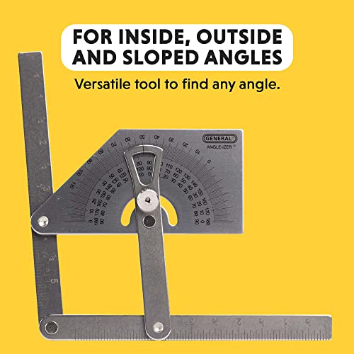 General Tools Protractor and Angle Finder #39, Stainless Steel, Outside, Inside, Sloped Angles, 0° to 180° - WoodArtSupply