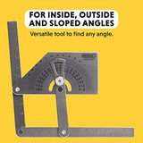 General Tools Protractor and Angle Finder #39, Stainless Steel, Outside, Inside, Sloped Angles, 0° to 180° - WoodArtSupply