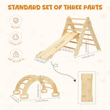 CoziBB Pikler Triangle Set, 5 in 1 Wooden Montessori Climbing Toys Baby Indoor Playground Gym, Foldable Indoor Climbing Toys with Ramp, Arch Climber, Baby Climbing Toys for Toddlers 1-3 Inside CoziBB