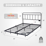 Domus Homeware Floating Full Size Platform Bed Frame with LED Lights & Charging Station - Includes Powered Screwdriver for Assembly, Mattress Fasteners & Corner Pads, Hardened Steel Domus Homeware
