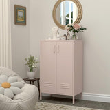 IRONFFICE Storage Cabinet,Metal Cabinets with Doors and Shelves,2 Doors Locker Cabinet with Legs,Metal Locker Storage Cabinets,Entryway Cabinet for Office,Classroom,Bedroom,Pink IRONFFICE