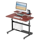Eureka Ergonomic Mobile Standing Desk 41 Inch, Lockable Home Office Height Adjustable Computer Desk PC Table with Hutch, Teak Top EUREKA ERGONOMIC