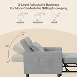 Noelse Sleeper Sofa Chair Bed, Convertible Sofa Chair 3-in-1, Adjustable Sleeper Chair Pullout Sofa Bed with Modern Linen Fabric for Living Room Apartment Small Space, Grey Noelse