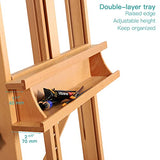 VISWIN Premium H Frame Easel 75" to 146"H, Hold Canvas to 93", Solid Beech Wood Large Artist Easel for Painting Canvas, Studio Floor Easel Stand with Storage Tray, Wheel, Wooden Art Easel for Adult-N VISWIN